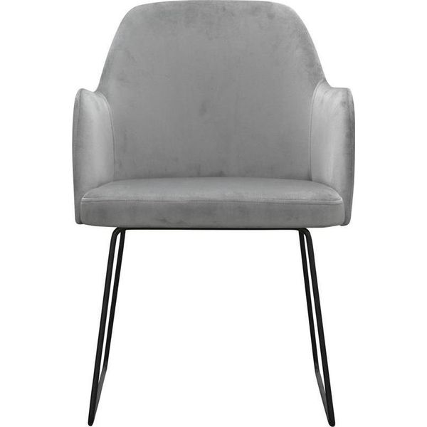 Poltrone Moderne Gruppo 6 Sedie Set Grigio Imbottito Braccioli Design Set-image