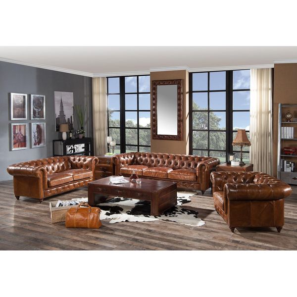 Design Club Lounge Divano A 4 Posti In Pelle Divano A Tre Posti In Pelle Vintage Chesterfield-image