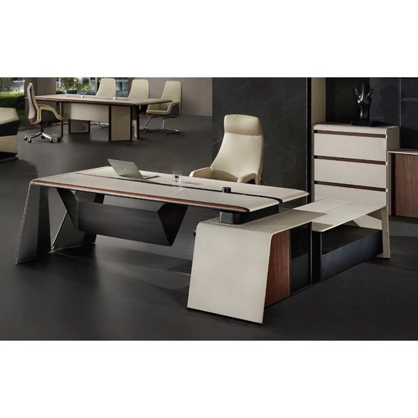Design Ufficio Scrivania Tavolo Poltrona Mobili Tavolo D'angolo Con Sedia 2 Pezzi. Nuovo-image
