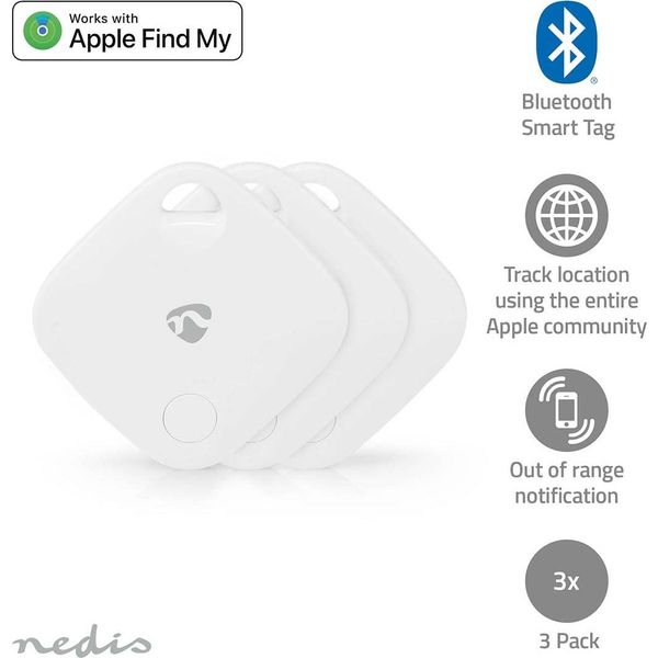 Cercachiavi | Compatibile Con: Apple Find My App | Alimentazione A Batteria | 3X CR2032 | Batterie Incluse | Bluetooth® Versione: 5.1 | Durata Della Batteria Fino A: 1 Anno | Bianco | 3 Pz.-image