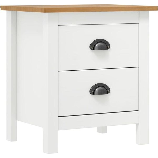 Syfax™ Comodini Hill Bianchi 2 Pz 46X35X49,5 Cm Legno Massello Di Pino-image