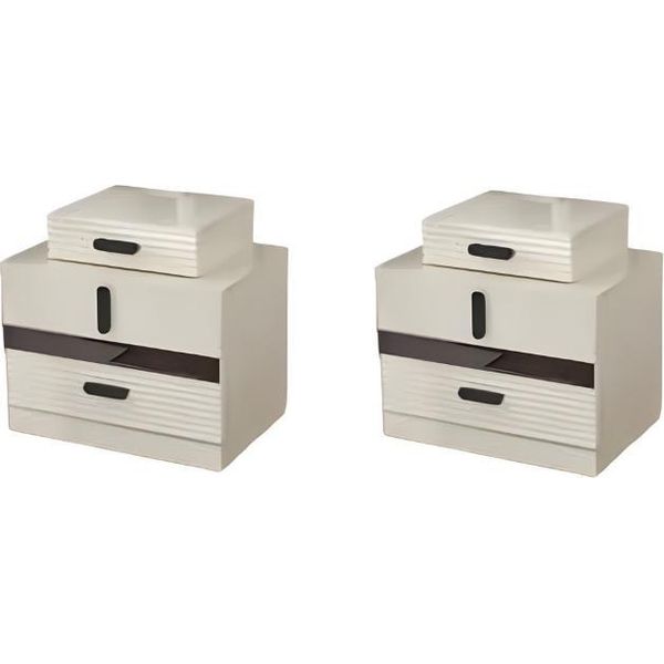 Mobili Da Camera Da Letto Moderni Completi 2X Comodini Beige Mobili Di Design-image