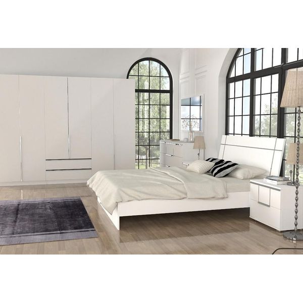 Set Di Mobili Per La Camera Da Letto Letto Completo Letto 2X Comodino Armadio 5 Pezzi-image