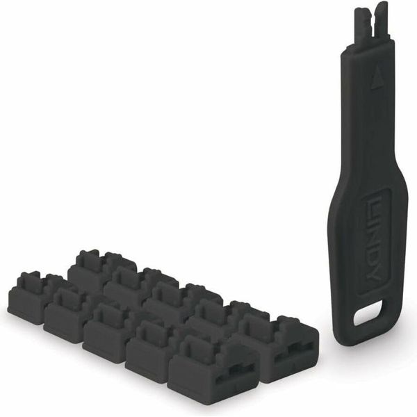 Lindy RJ45 Port SchlöSser Schwarz, 10 Stck + 1 SchlüSsel-image
