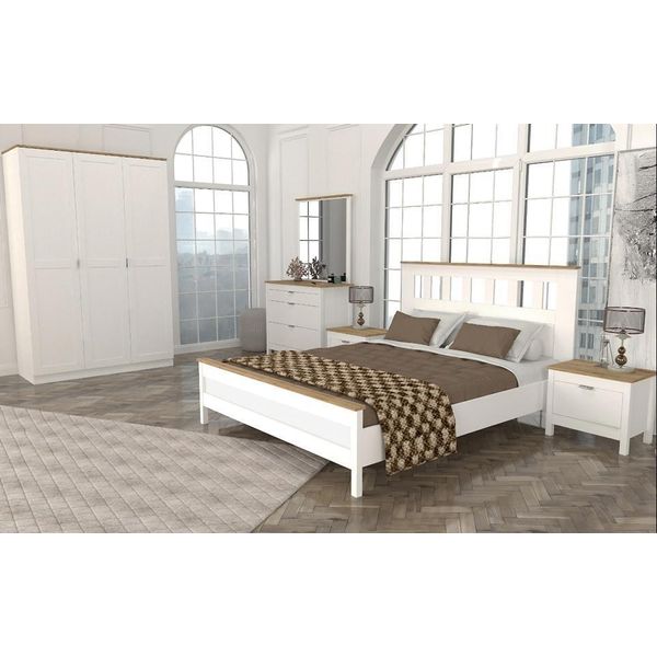 Mobili Per La Camera Da Letto Set Completo Letto 2X Comodino Armadio Bianco 5 Pezzi-image