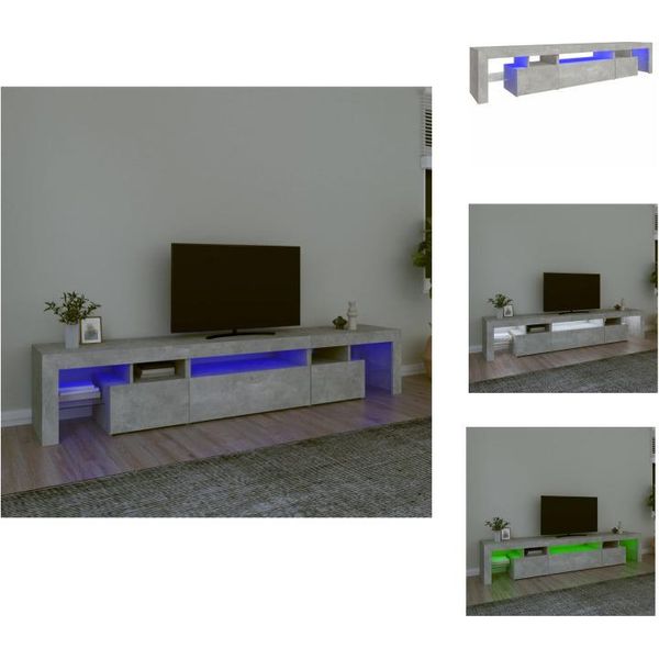 Mobile Tv Vidaxl Con Luci Led Grigio Cemento 215X36,5X40 Cm - Mobili Tv-image
