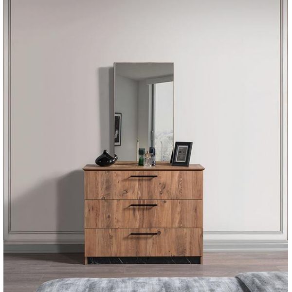 Camera Da Letto Cassettiere Con Specchio Bianco Mobili Moderni Suite Elegante Di 2 Pezzi-image