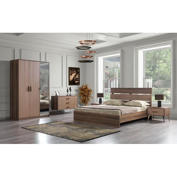 Mobili Per La Camera Da Letto Set Completo Letto 2X Comodino Armadio 5 Pezzi-image