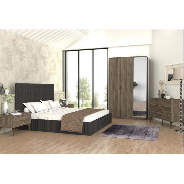 Set Di Attrezzature Per La Camera Da Letto Letto Completo Letto 2X Comodino Armadio 5 Pezzi-image