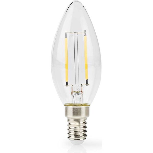 Lampadina A Filamento Led E14 | Candela | 2,2 W | 470 Lm | 2700 K | Bianco Caldo | Stile Retrò | 1 Pz | Trasparente-image