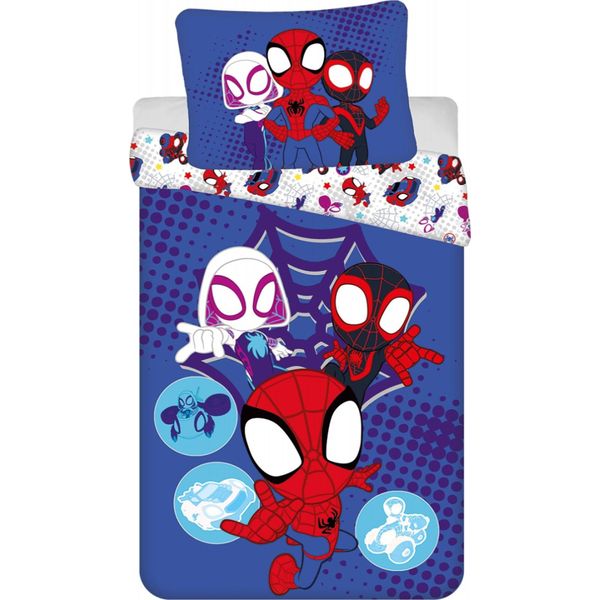 Biancheria Da Letto Marvel Spidey Per Bambini Spider-Man, Miles Morales & Ghost-Spider, Motivo Supereroe, Piumone 140 X 200 Cm + Cuscino 70 X 90 Cm, 100% Cotone-image