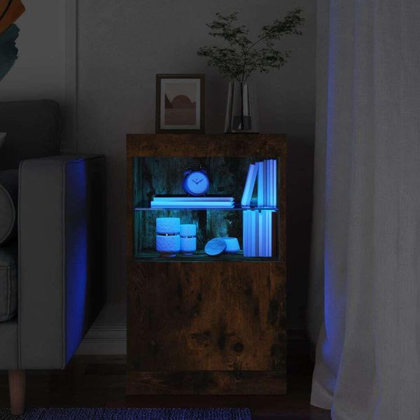 Maison Exclusive - Credenza Con Luci Led Rovere Affumicato 41X37X67 Cm-image