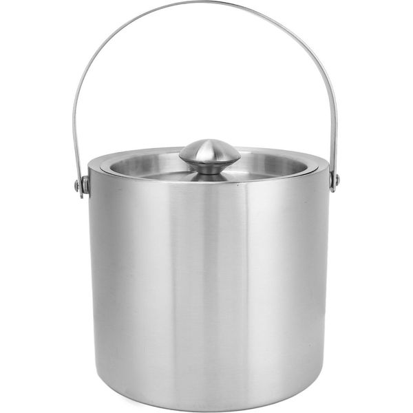Secchiello Per Il Ghiaccio Secchiello Per Il Ghiaccio Isolato A Doppia Parete In Acciaio Inox Da 3 L Con Coperchio Per Birra E Champagne-image