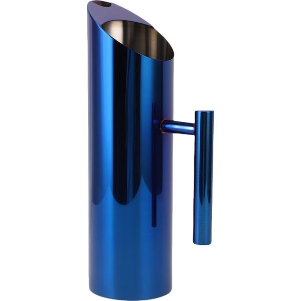 304 Brocca D'acqua In Acciaio Inox Brocca Moderna Da 1,5 L Con Manico Contenitore Per Bevande Per Tè Caldo Freddo, Succo Di Caffè Blu-image