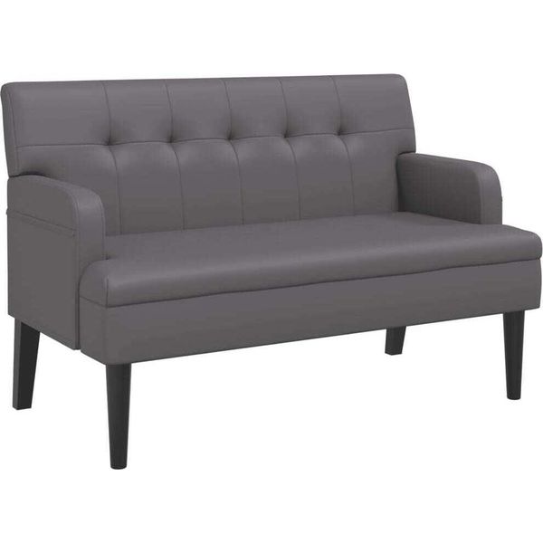 Syfax™ Panca Con Schienale Grigia 112X65,5X75 Cm In Pelle Finta-image