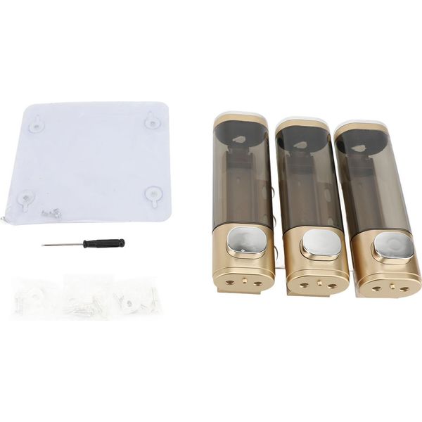 3 In 1 300Ml Press Liquid Soap Dispenser Wall Mount Bagno Doccia Shampoo Hair Conditioner Dispenser Contenitore Oro-image