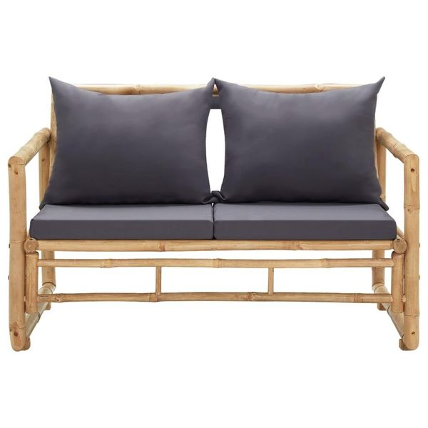 Syfax™ Panca Da Giardino Con Cuscini 115 Cm In Bambù-image
