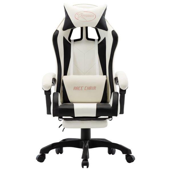 Syfax™ Sedia Da Gaming Con Poggiapiedi Nera E Bianca In Pelle Finta-image