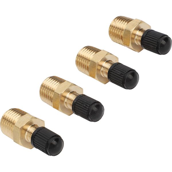 4Pcs Valvola Del Serbatoio 1/4In Npt Filettatura Maschio 200PSI Valvola Standard Core Valvola In Ottone Con Tappi Di Tenuta Per La Riparazione Auto-image
