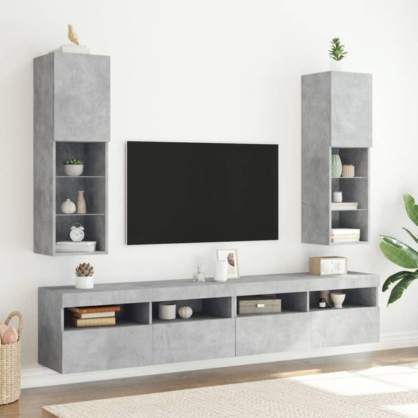 Maison Exclusive - Mobile Tv Con Luci Led 2 Pz. Grigio Cemento 30,5X30X102 Cm-image