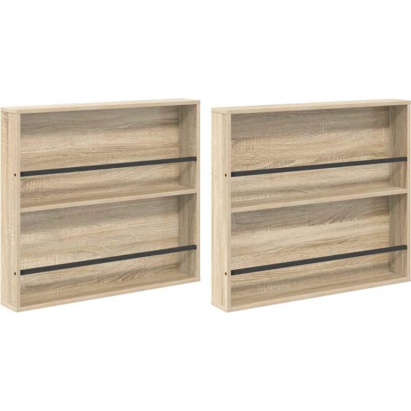Vidaxl Portariviste 2 Pezzi Rovere Sonoma 80 X 12 X 70 Cm Materiale A Base Di Legno-image