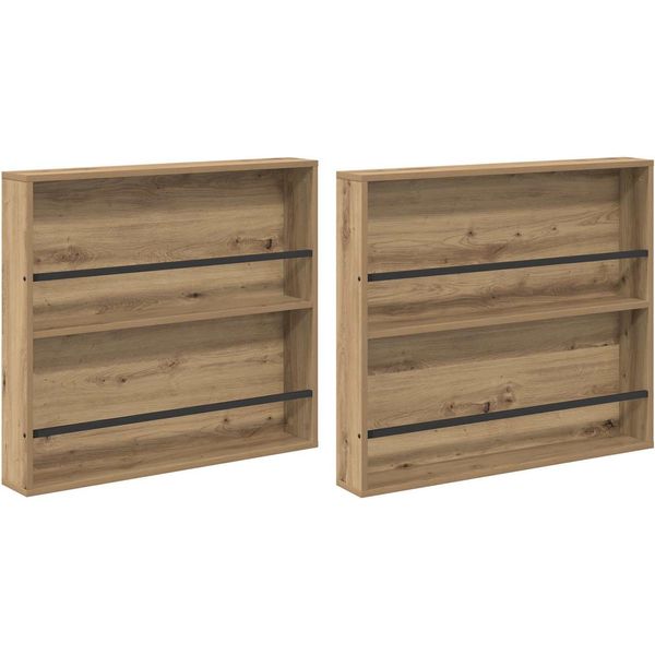Vidaxl Portariviste 2 Pezzi Rovere Artigianale 80 X 12 X 70 Cm Materiale A Base Di Legno-image