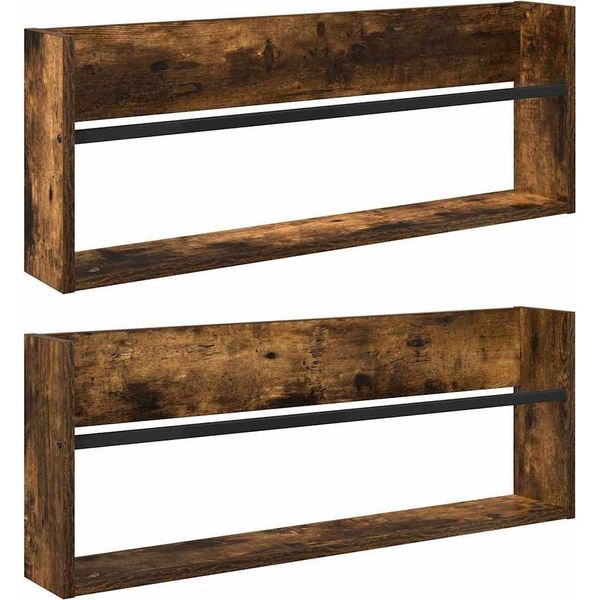Syfax™ Scaffale Per Riviste 2 Pcs Rovere Fumé 80 X 12 X 30 Cm-image
