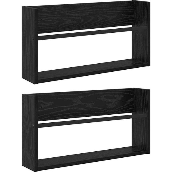 Syfax™ Scaffale Per Riviste 2 Pcs Rovere Nero 60 X 12 X 30 Cm-image