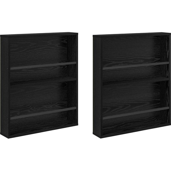 Syfax™ Scaffale Per Riviste 2 Pcs Rovere Nero 60 X 12 X 70 Cm-image