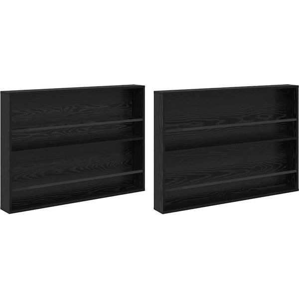 Syfax™ Scaffale Per Riviste 2 Pcs Rovere Nero 100 X 12 X 70 Cm-image