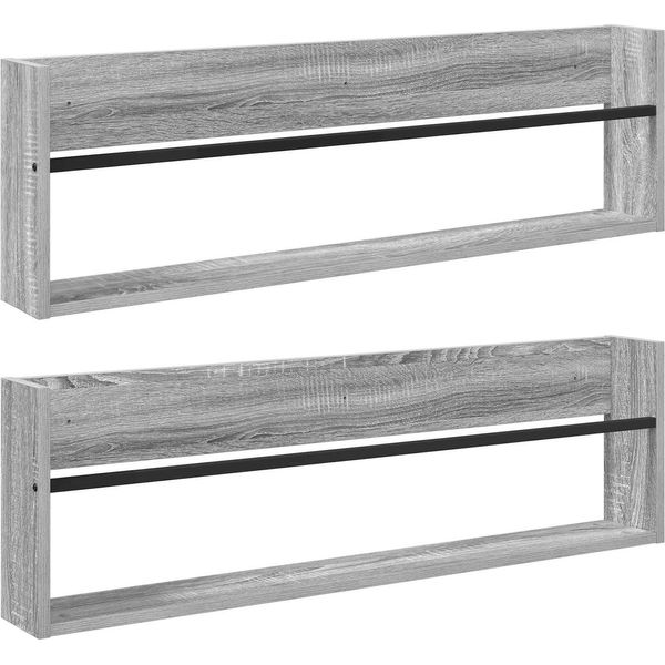 Vidaxl Portariviste 2 Pezzi Grigio Sonoma 100 X 12 X 30 Cm Materiale A Base Di Legno-image