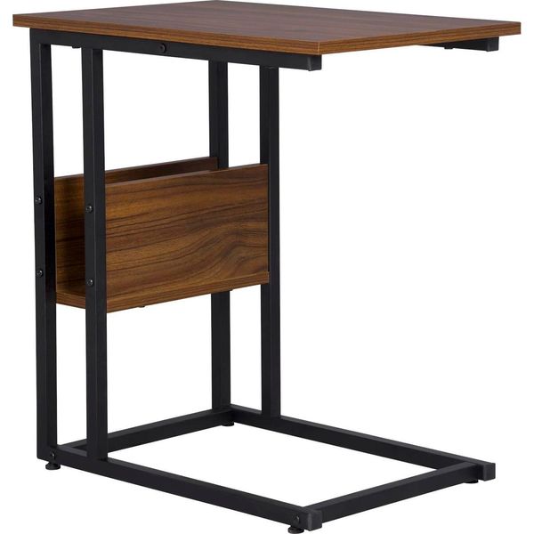 Tavolino Da Divano - Tavolino A C/Tavolino - Struttura In Metallo - Mdf 55 X 36 Cm - Altezza 59,5 Cm - Portata 10 Kg - Faggio Scuro-image