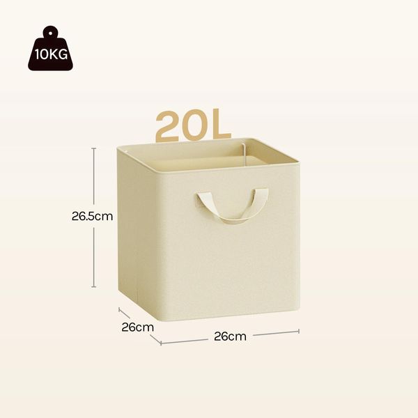 Contenitore In Tessuto - Cubo Pieghevole Per Abiti - 20 L - 26 X 26 X 26,5 Cm - Tessuto Non Tessuto Con Struttura In Metallo - Rettangolare - Taglia S - Giallo Chiaro-image