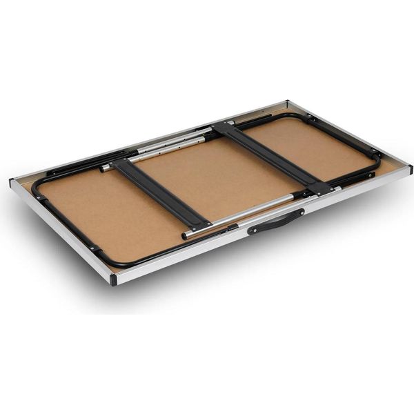 Tavolo Da Campeggio - Tavolo Pieghevole Da Esterno - Altezza Regolabile 73-94 Cm - Dimensioni 100 X 60 Cm - Alluminio/Mdf - Portata 30 Kg - Per 4 Persone - Grigio-image