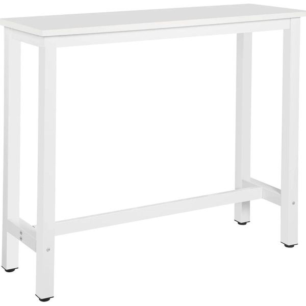 Tavolo Da Bar Per Cucina - Tavolo Alto Da Bar - 120X40X100 Cm - Struttura In Metallo - Piano In Mdf - Fino A 100 Kg - Per 2 Persone - Bianco-image