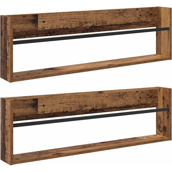Syfax™ Scaffale Per Riviste 2 Pcs Legno Vecchio 100 X 12 X 30 Cm-image