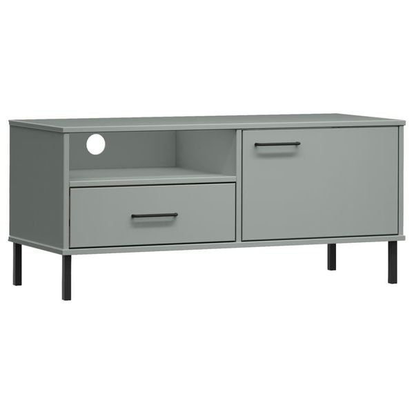 Syfax™ Mobile Tv Con Gambe Metallo Grigio Legno Massello Di Pino Oslo-image