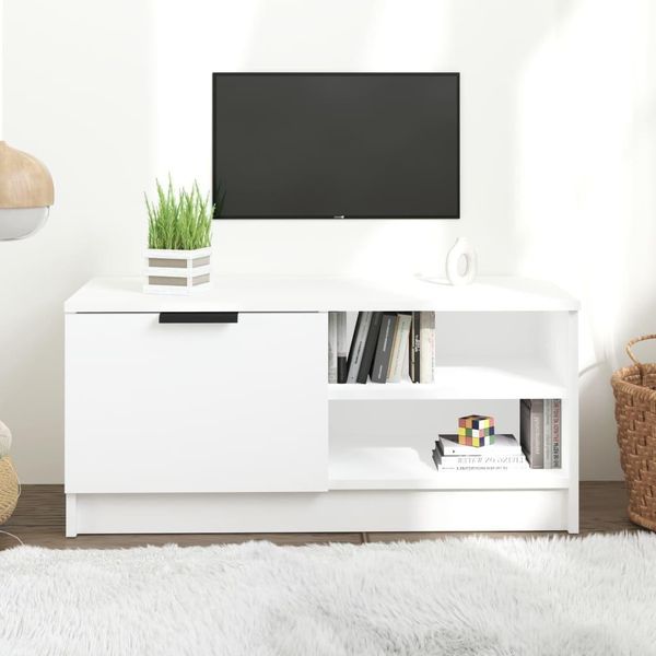 The Living Store Mobile Tv Bianco 80X35X36,5 Cm Materiale Legno-image