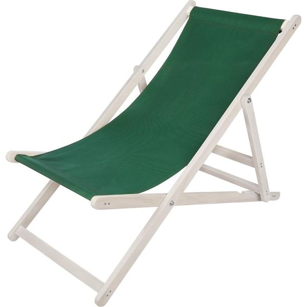 Mucola Sedia Da Spiaggia Pieghevole In Legno Bianco Sedia A Sdraio Da Giardino Sedia A Sdraio Pieghevole - Verde-image