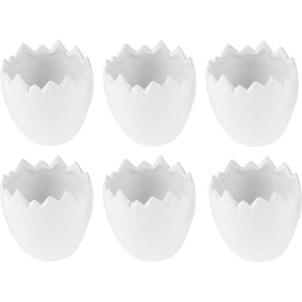 Vaso Di Fiori In Ceramica Uovo Bianco Decorazione Di Pasqua Ø8Cm Set Di 6-image