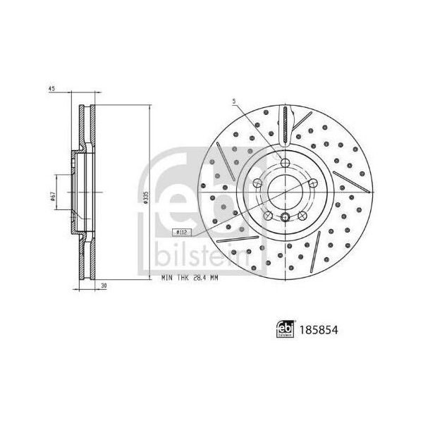 2X Disco Freno Febi Bilstein 185854 Anteriore Per Mini Hatchback (F56) 45Mm 10 9Kg-image