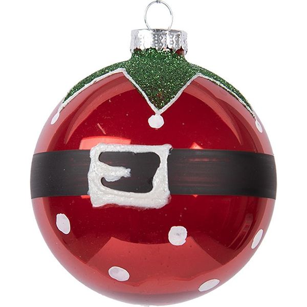 Guaina Natalizia Clayre & Eef Ø 8X8 Cm In Vetro Rosso Babbo Natale-image