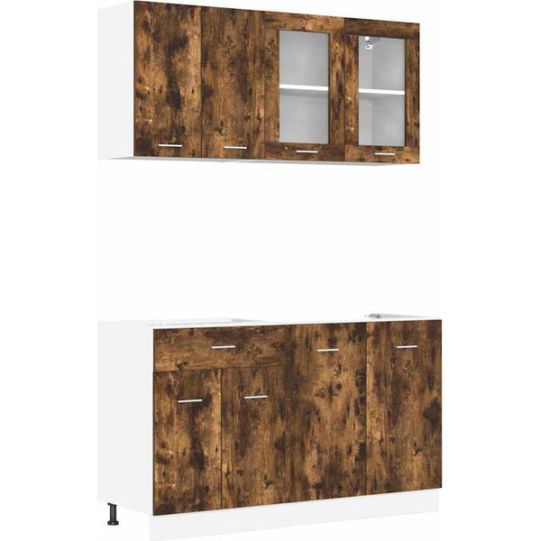 Syfax™ Set Mobili Da Cucina Lyon 4 Pcs Rovere Fumé 140 X 46 X 81.5 Cm-image