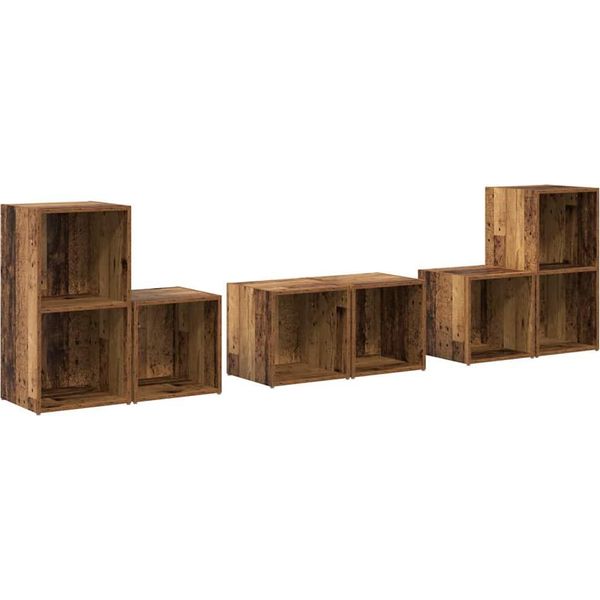 Syfax™ Set Mobile Tv 6 Pcs Legno Vecchio Legno Multistrato-image