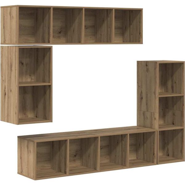 Syfax™ Set Mobile Tv 4 Pcs Rovere Artigianale Legno Multistrato-image