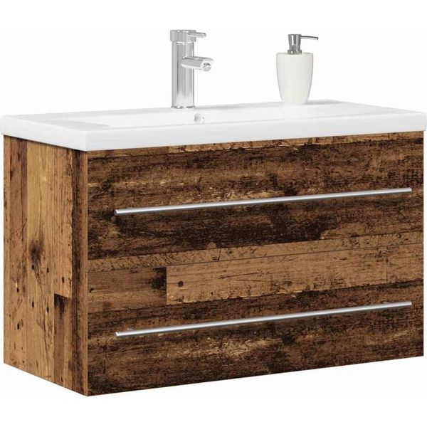 Vidaxl Mobile Lavabo Da Bagno In Legno Vecchio 80 X 38,5 X 48 Cm-image