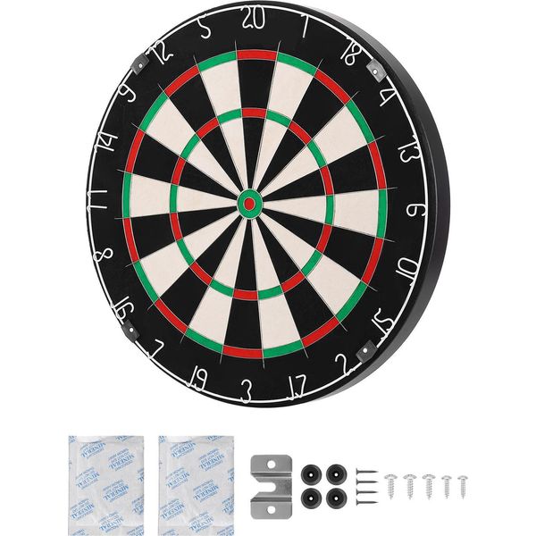 Succebuy Bersaglio Per Freccette 450 Mm, Bersaglio In Fibra Di Sisal Con Occhio Di Bue Senza Punti Metallici, Filo Di Lama E Anello Numerico Girevole, Ideale Per Feste Egiochi A Casa (Freccette Non Incluse)-image