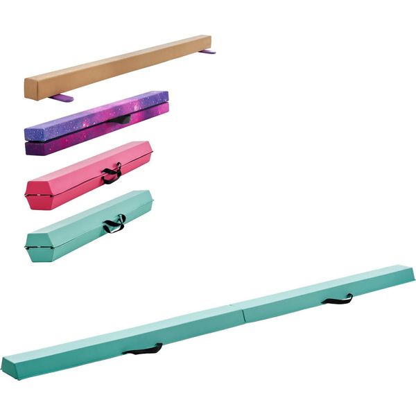 Succebuy Trave Di Equilibrio Pieghevole Per Bambini, Lunghezza 2,35 M, Portata Fino A 90,7 Kg, Lato Inferiore Antiscivolo, Trave Di Equilibrio Con Borsa Per Il Trasporto, Ideale Per La Ginnastica E L'allenamento, Verde Menta-image