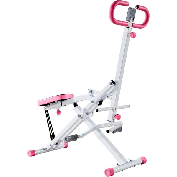 Succebuy Macchina Squat Per Un Allenamento Efficace, Macchina Fitness Pieghevole Con Sedile Regolabile In 5 Direzioni, Macchina Per L'allenamento Domestico Di Glutei E Gambe, Glute Trainer In Bianco E Rosa-image