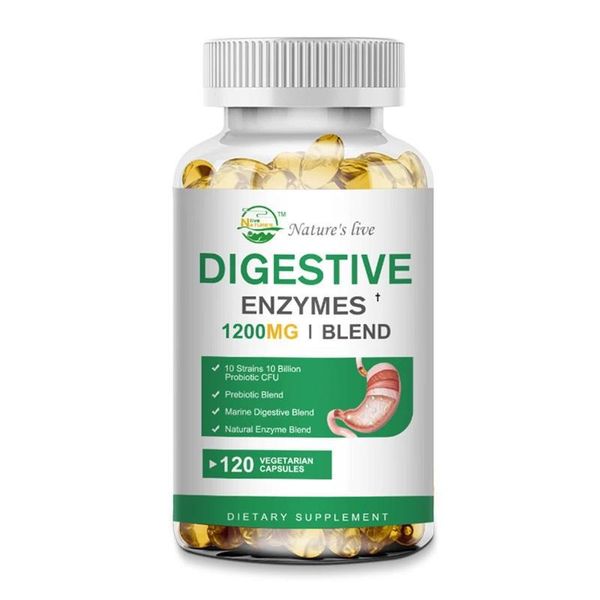 Miscela Di Enzimi Digestivi 1200Mg (120 Capsule) Integratore Alimentare, Probiotici, Digestione, Salute Dell'apparato Digerente, Sistema Immunitario-image